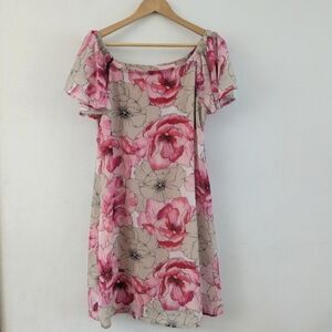 Floral flutter sleeve dress